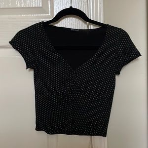 Brandy Melville black polka dot gina top (scrunch top)